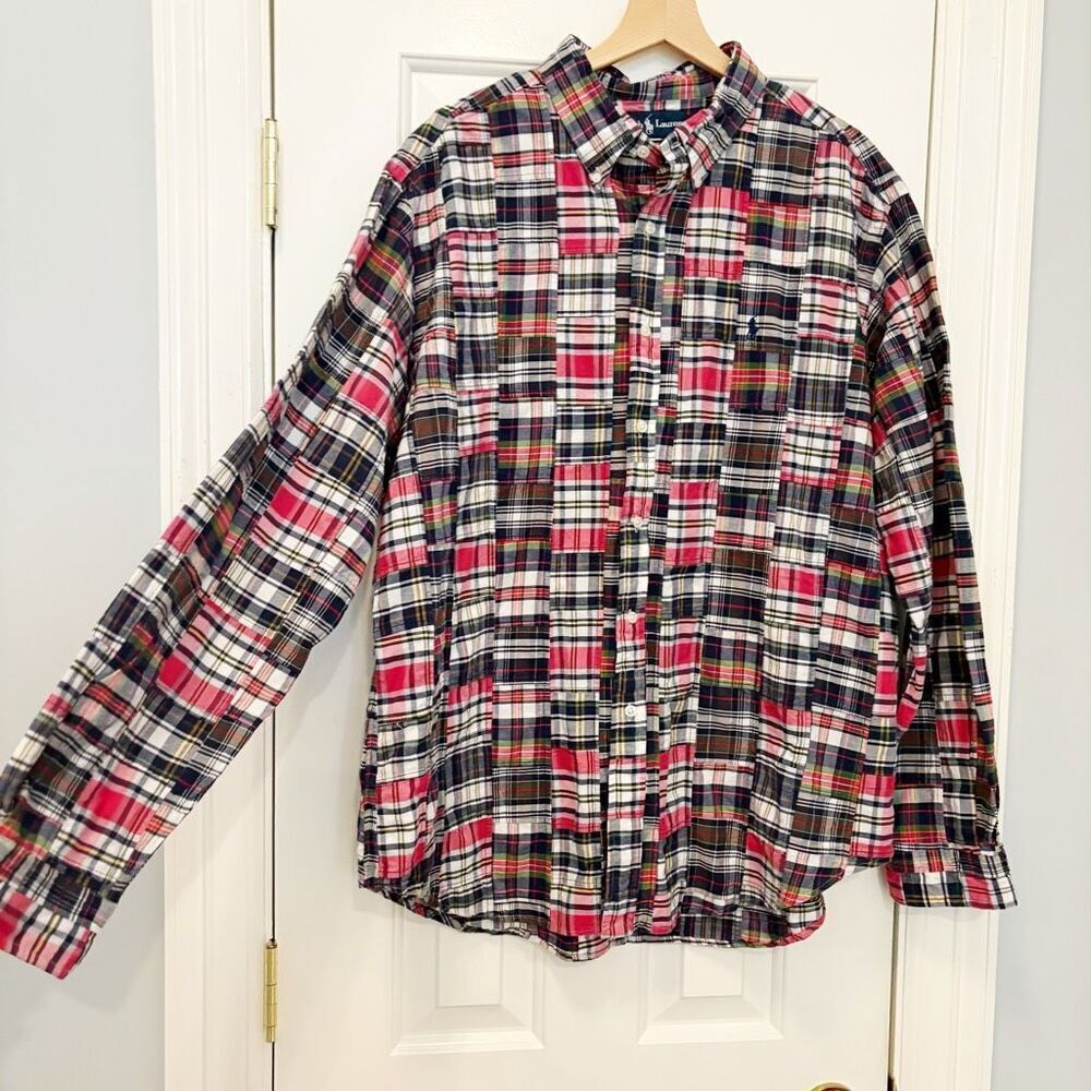 Ralph Lauren Madras Plaid Button Front Shirt Size XL
